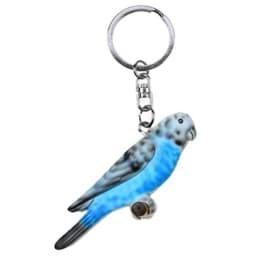 Bild von Wellensittich Vogel blau Schlüsselanhänger Taschenanhänger aus Holz 